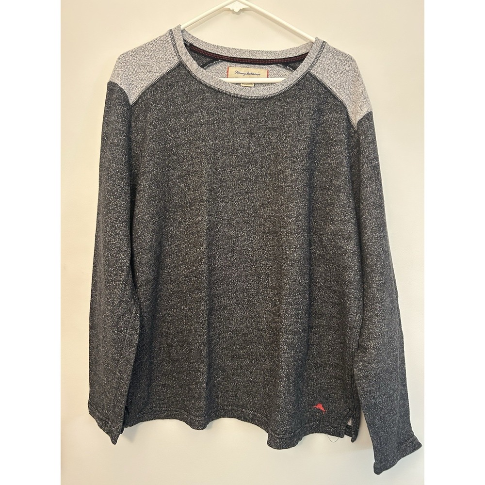 TOMMY BAHAMA Gray Long Sleeve Top Tee Shirt Cotton Polyester Pullover Mens XL